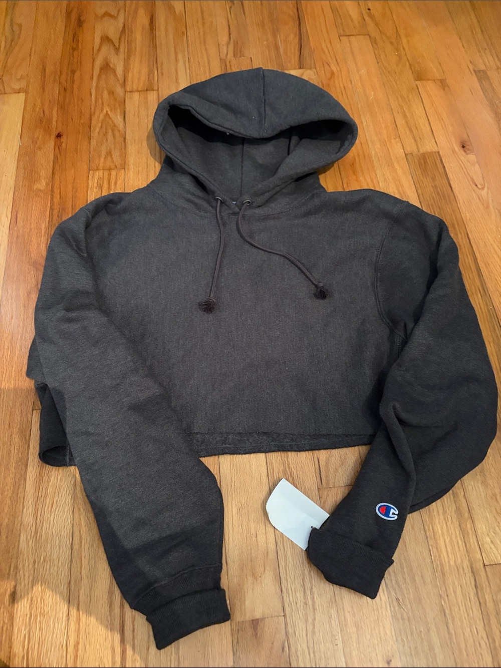 Champion Cropped Hoodie in Dark Charcoal